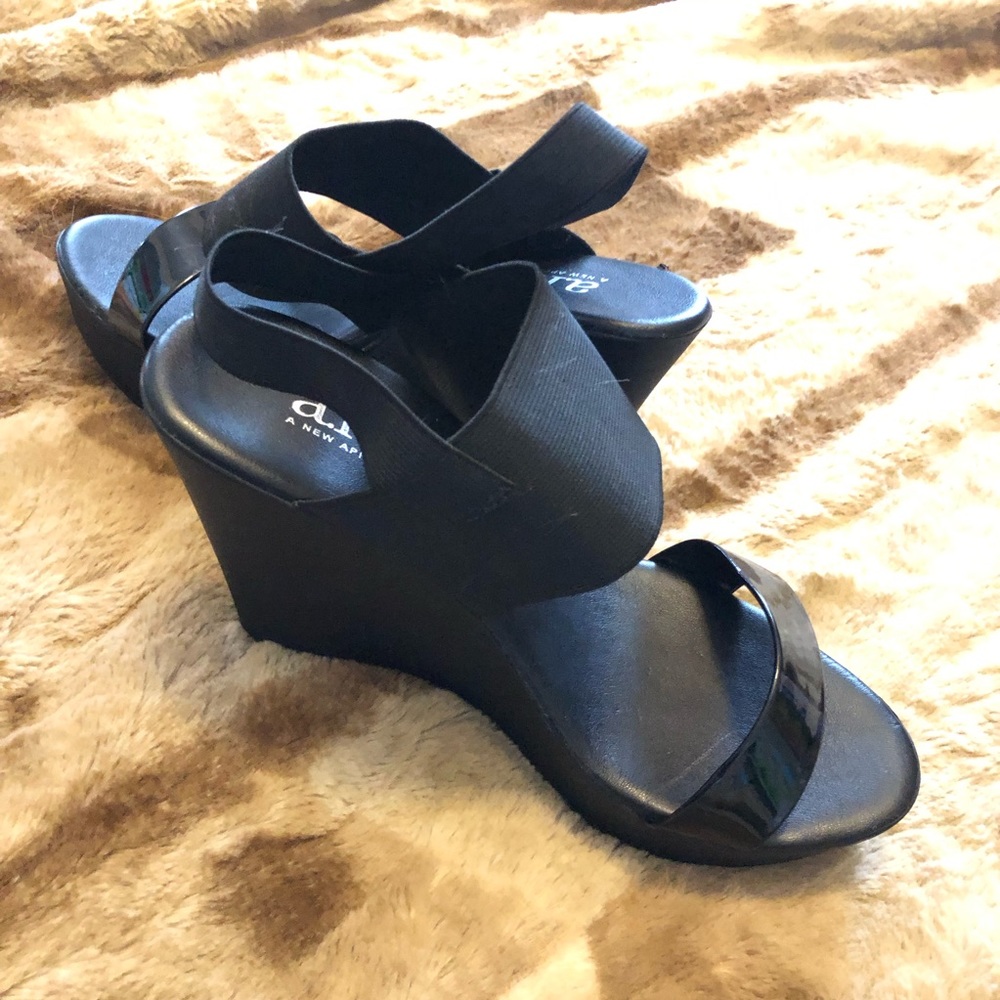 A.N.A. Wedge Slip On Heels, Black Size 7